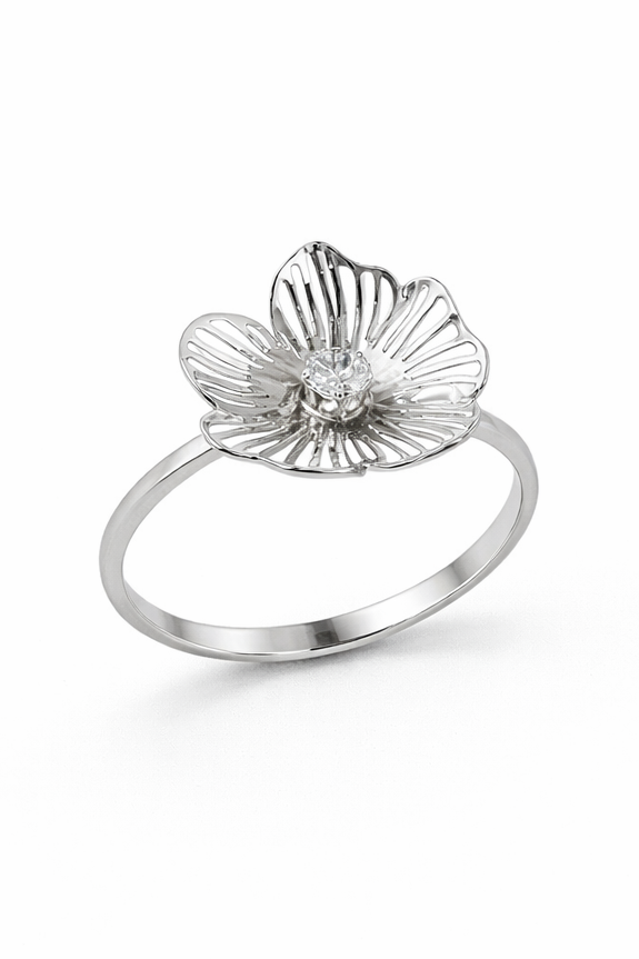 ANEL FLORAL COM PEDRA DE ZIRCÔNIA