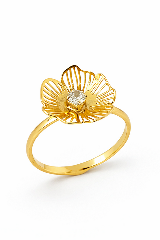 ANEL FLORAL COM PEDRA DE ZIRCÔNIA